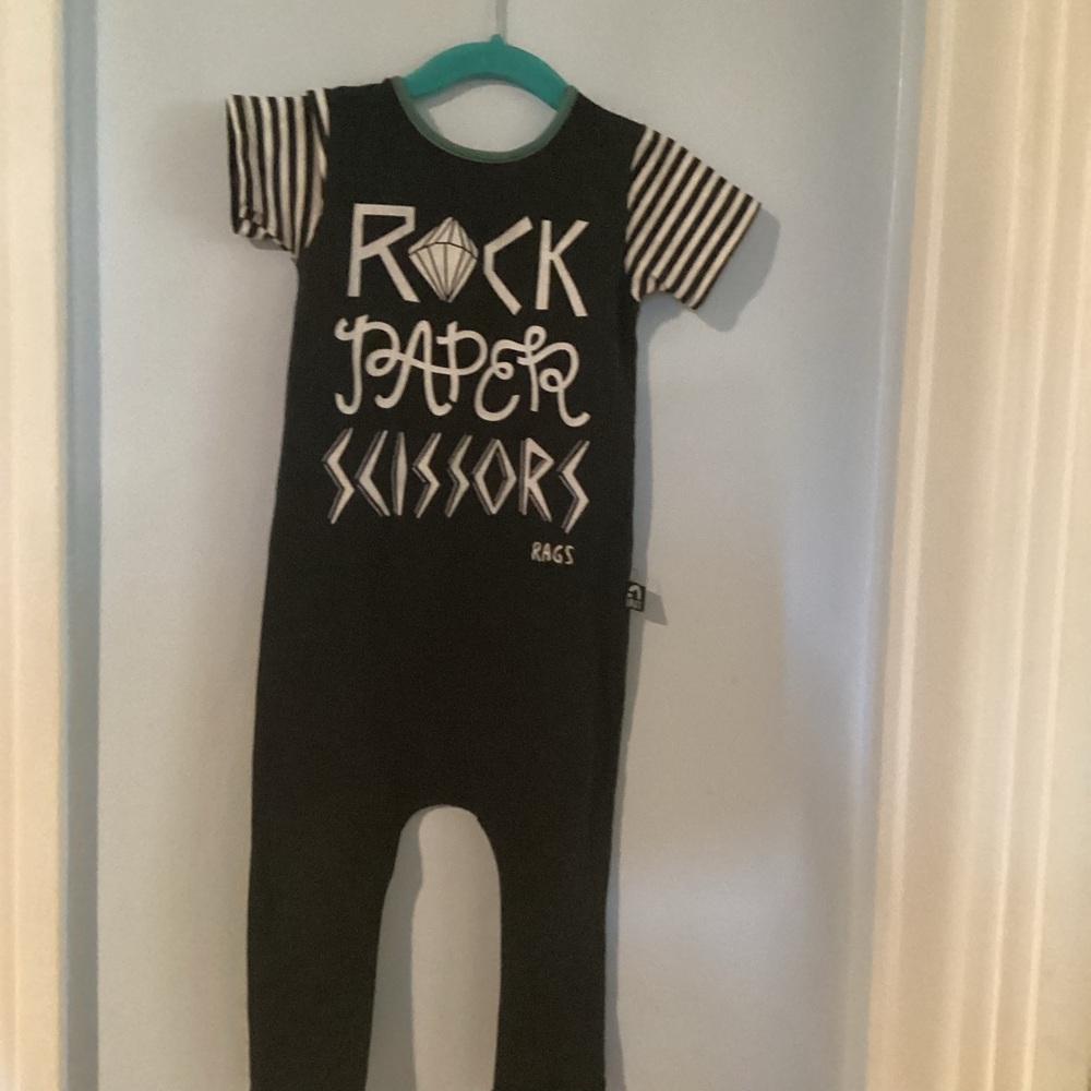 Rags Striped Sleeve Black Kids One Piece